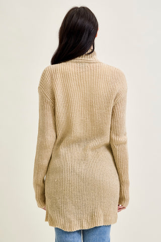 Drape Front Cardigan Beige Sweater