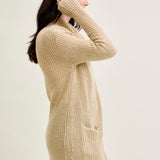 Drape Front Cardigan Beige Sweater