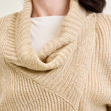 Drape Front Cardigan Beige Sweater