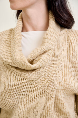 Drape Front Cardigan Beige Sweater