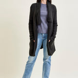 Drape Front Cardigan Grey Sweater