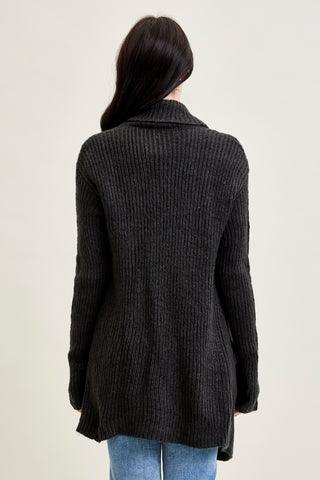 Drape Front Cardigan Charcoal Grey Sweater