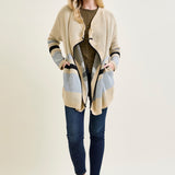 Drape Stripe Cardigan Beige Sweater