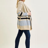 Drape Stripe Cardigan Beige Sweater