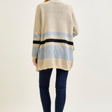 Drape Stripe Cardigan Beige Sweater