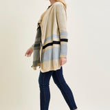 Drape Stripe Cardigan Beige Sweater