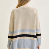 Drape Stripe Cardigan Beige Sweater