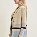 Drape Stripe Cardigan Beige Sweater