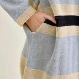 Drape Stripe Cardigan Beige Sweater