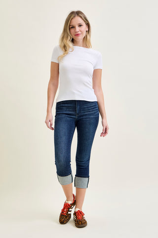 Haley High Rise Double Waist Band Capri