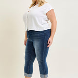 Maddy Mid Rise Dark Wash Cuffed Capri Jeans - PLUS