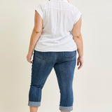 Maddy Mid Rise Dark Wash Cuffed Capri Jeans - PLUS