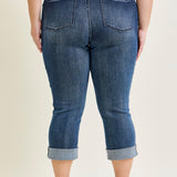 Maddy Mid Rise Dark Wash Cuffed Capri Jeans - PLUS