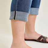 Maddy Mid Rise Dark Wash Cuffed Capri Jeans - PLUS