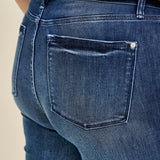 Maddy Mid Rise Dark Wash Cuffed Capri Jeans - PLUS