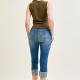 Kayla High Rise Tummy Control Back Shield Pockets & Cuff Capri