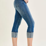 Kayla High Rise Tummy Control Back Shield Pockets & Cuff Capri