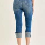 Kayla High Rise Tummy Control Back Shield Pockets & Cuff Capri