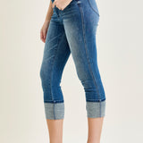 Kayla High Rise Tummy Control Back Shield Pockets & Cuff Capri