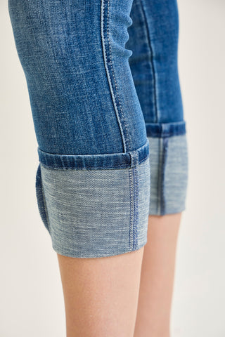 Kayla High Rise Tummy Control Back Shield Pockets & Cuff Capri