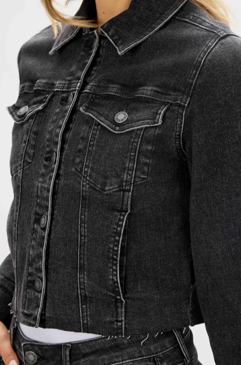 Ruby Washed Black Denim Cropped Jacket