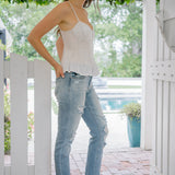 Alexis Light Bleach Splash Boyfriend Jeans