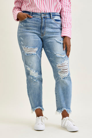 Alexis Light Bleach Splash Boyfriend Jeans