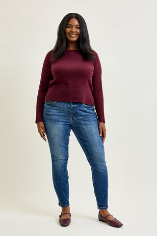 Joey Mid Rise Skinny Jeans With Handsand - PLUS