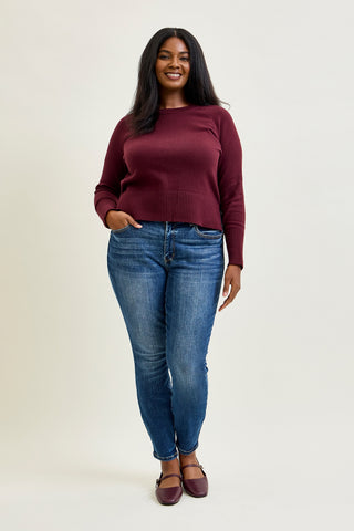 Joey Mid Rise Skinny Jeans With Handsand - PLUS