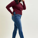 Joey Mid Rise Skinny Jeans With Handsand - PLUS