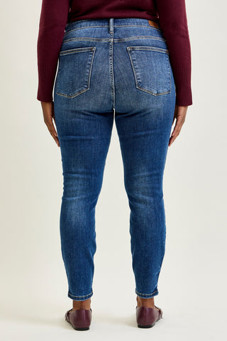 Joey Mid Rise Skinny Jeans With Handsand - PLUS