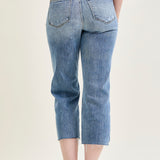Celeste High Rise With Distressed Crop Wide Leg