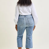 Celeste High Rise With Distressed Crop Wide Leg - PLUS
