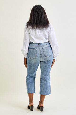 Celeste High Rise With Distressed Crop Wide Leg - PLUS