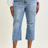 Celeste High Rise With Distressed Crop Wide Leg - PLUS