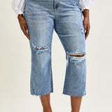 Celeste High Rise With Distressed Crop Wide Leg - PLUS