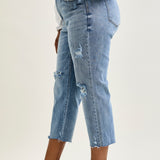 Celeste High Rise With Distressed Crop Wide Leg - PLUS