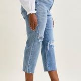 Celeste High Rise With Distressed Crop Wide Leg - PLUS