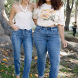 Margot High Rise Bleach Splash Boyfriend Jeans - PLUS