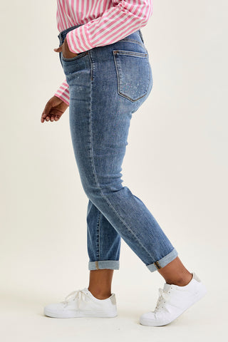 Margot High Rise Bleach Splash Boyfriend Jeans - PLUS