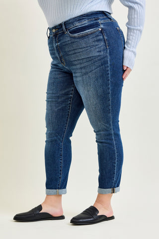 Addison Mid Rise Classic Cuffed Boyfriend Jeans- PLUS
