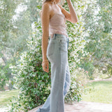 Florence High Rise Light Wash Straight Leg Jeans