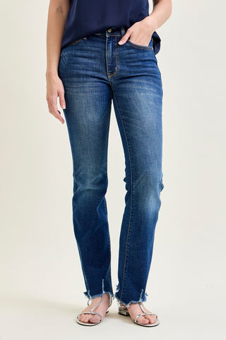 Natalie Mid Rise Non-Distressed Hem Bootcut Jeans