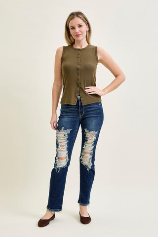 Kimberly Ripped Straight Fit Jeans