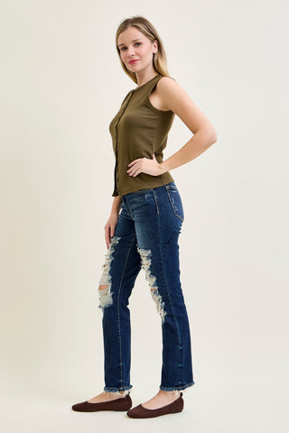 Kimberly Ripped Straight Fit Jeans