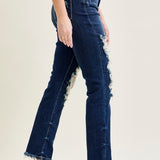 Lisse Mid Rise Ripped Straight Fit Jeans