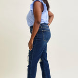 Lisse Mid Rise Ripped Straight Fit Jeans - PLUS