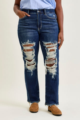 Kimberly Ripped Straight Fit Jeans - PLUS