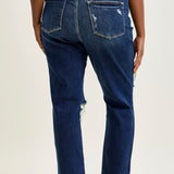 Lisse Mid Rise Ripped Straight Fit Jeans - PLUS