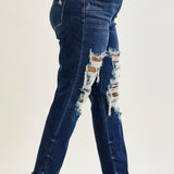 Lisse Mid Rise Ripped Straight Fit Jeans - PLUS